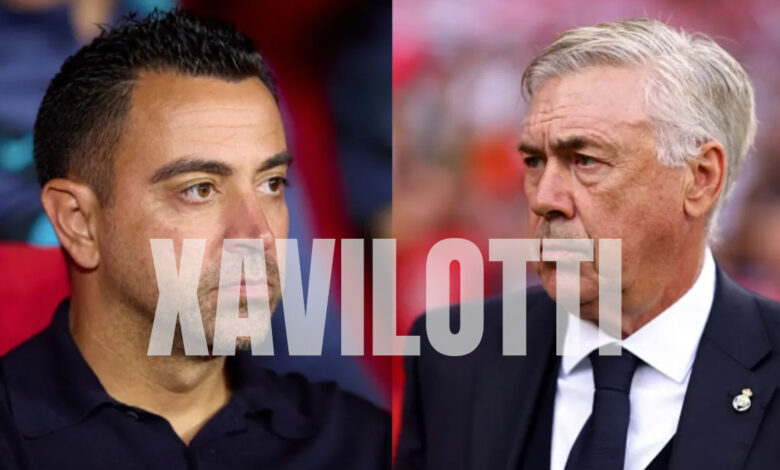 Xavi og Carlo Ancelotti